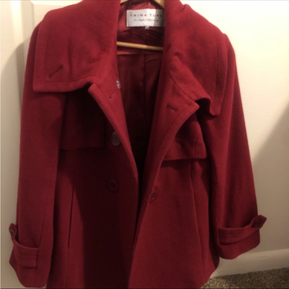 Trina Turk Women's Burgundy Pea Coat